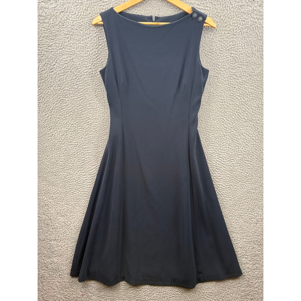 Ralph Lauren Dress Women 4 Navy Blue Sleeveless Boat Neck Fit Flare Cocktail